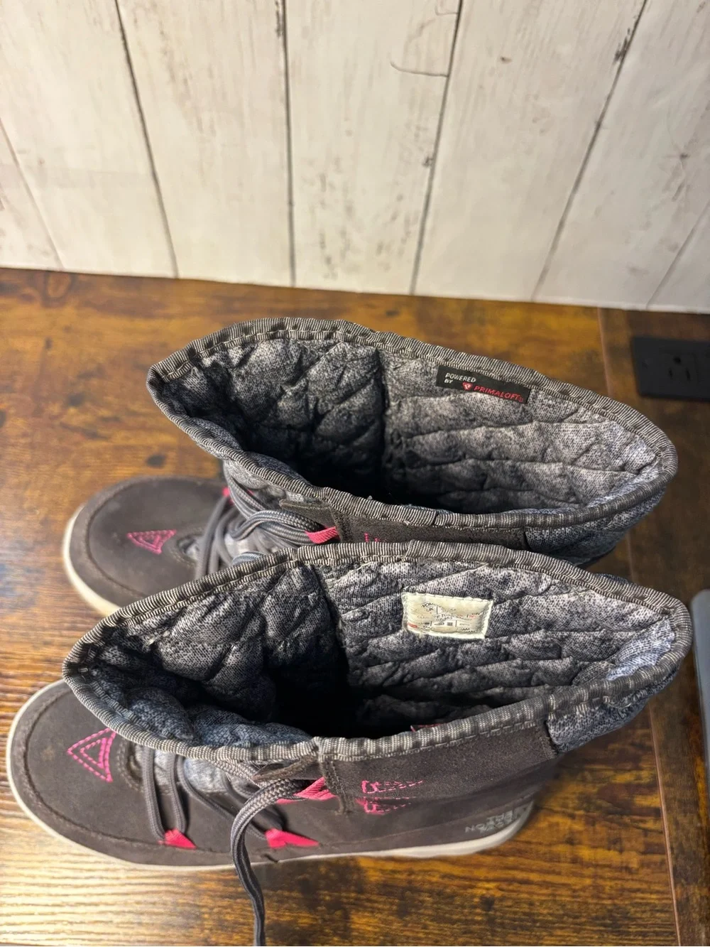 The North Face Women's Gray Winter Boots with Pink Accents